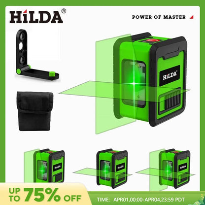 Hilda 2 Mini Lines Laser Level Self Levelling Green Beams Laser Horizontal & Vertical Cross-Line