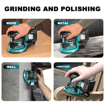 125mm Brushless Random Orbital Electric Sander Wood Grinder Polishing Grinding Sanding Machine 3 Speed for Makita 18V Battery