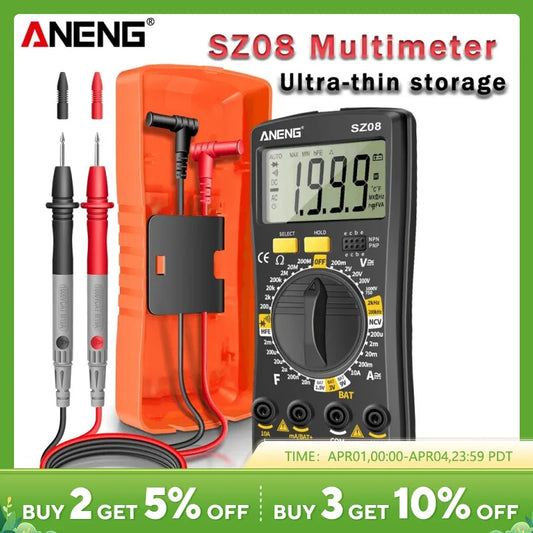 ANENG SZ08 Digital Ultra-thin Multimeter Storage Professional Meter Auto Voltmeter AC DC 220V Resistance Handhold Testers