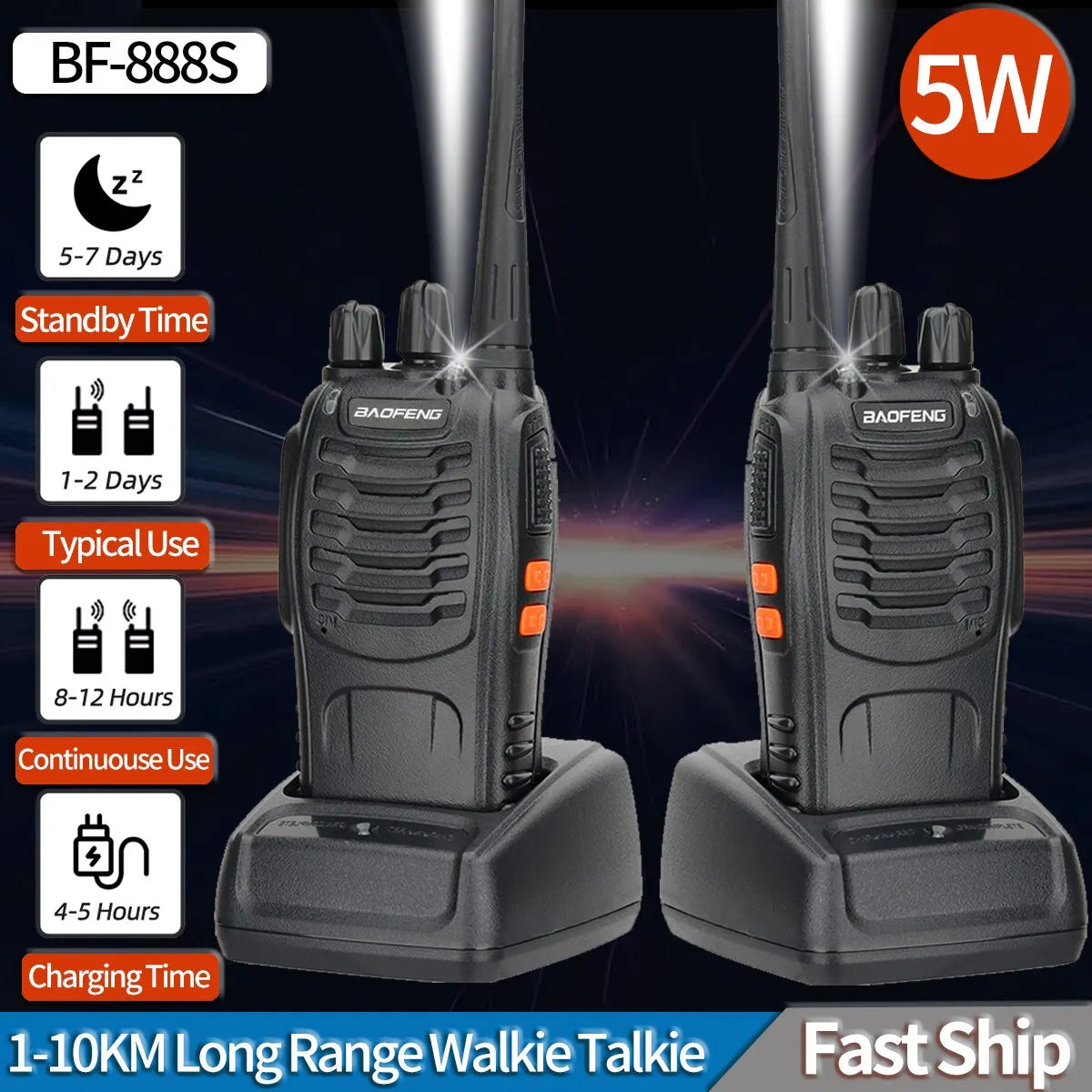 1/2 PCS Baofeng BF 888S Walkie Talkie UHF 400 470MHz 888s Long Range Two Way Ham Radios Transceiver for Hunting Hotel