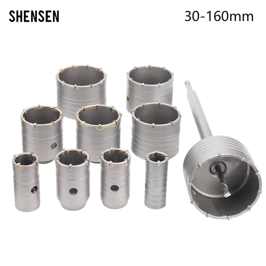 1Pc 30-150mm Drilling crown for Concrete Wall Hole Saw SDS PLUS Hammer Drill Bit set with Round Shaft Cement Stone Cutter Tool